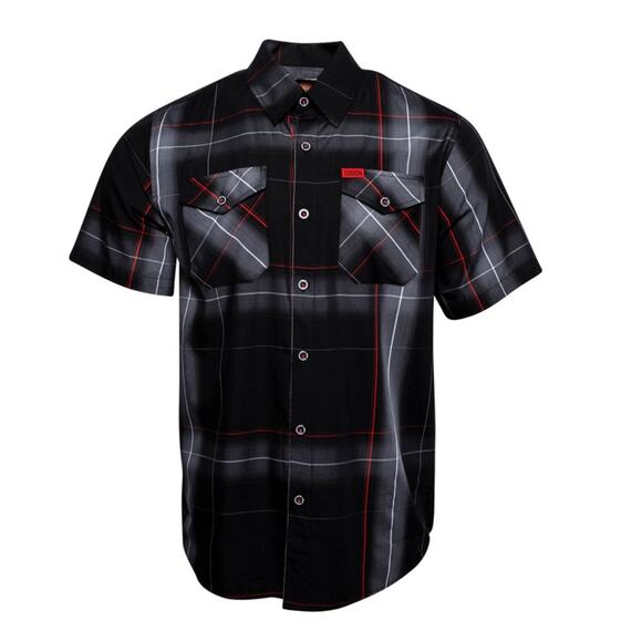 Dixxon Big Men's Ember Bamboo Flannel Button Up Party Shirt Black & Red Size 4X - Picture 1 of 6
